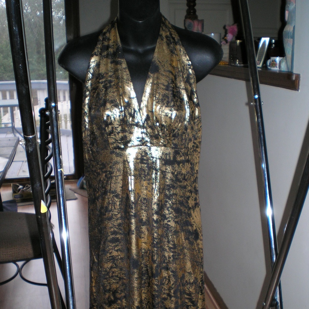 Gold and Black halter top dress